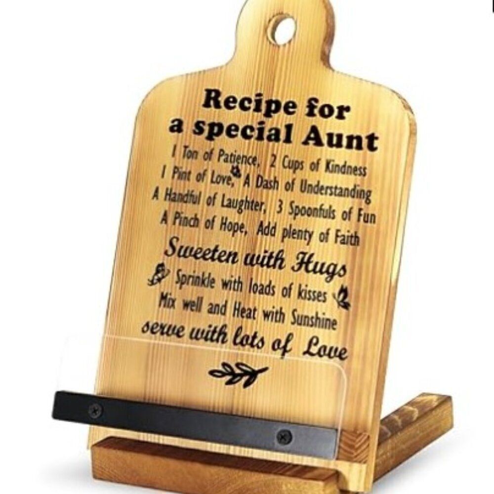 Special Aunt Cookbook Wood Stand Kitchen Desk Bar Decor